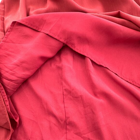 Lulus Red Long-Sleeve Cutout Waist Mini Dress Size L Ruffle Rusty Rose Mock Neck - Picture 9 of 14